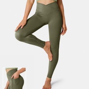 HALARA olive green criss-cross leggings